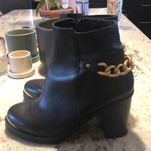 TopShop Black/Goldchain ankle boots